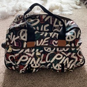 EXTREMELY RARE: Victoria’s Secret PINK rolling duffle wheelie luggage carry on